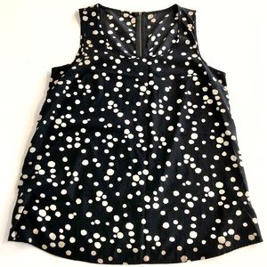 Black and white polka dot flowy tank top w/ zipper
